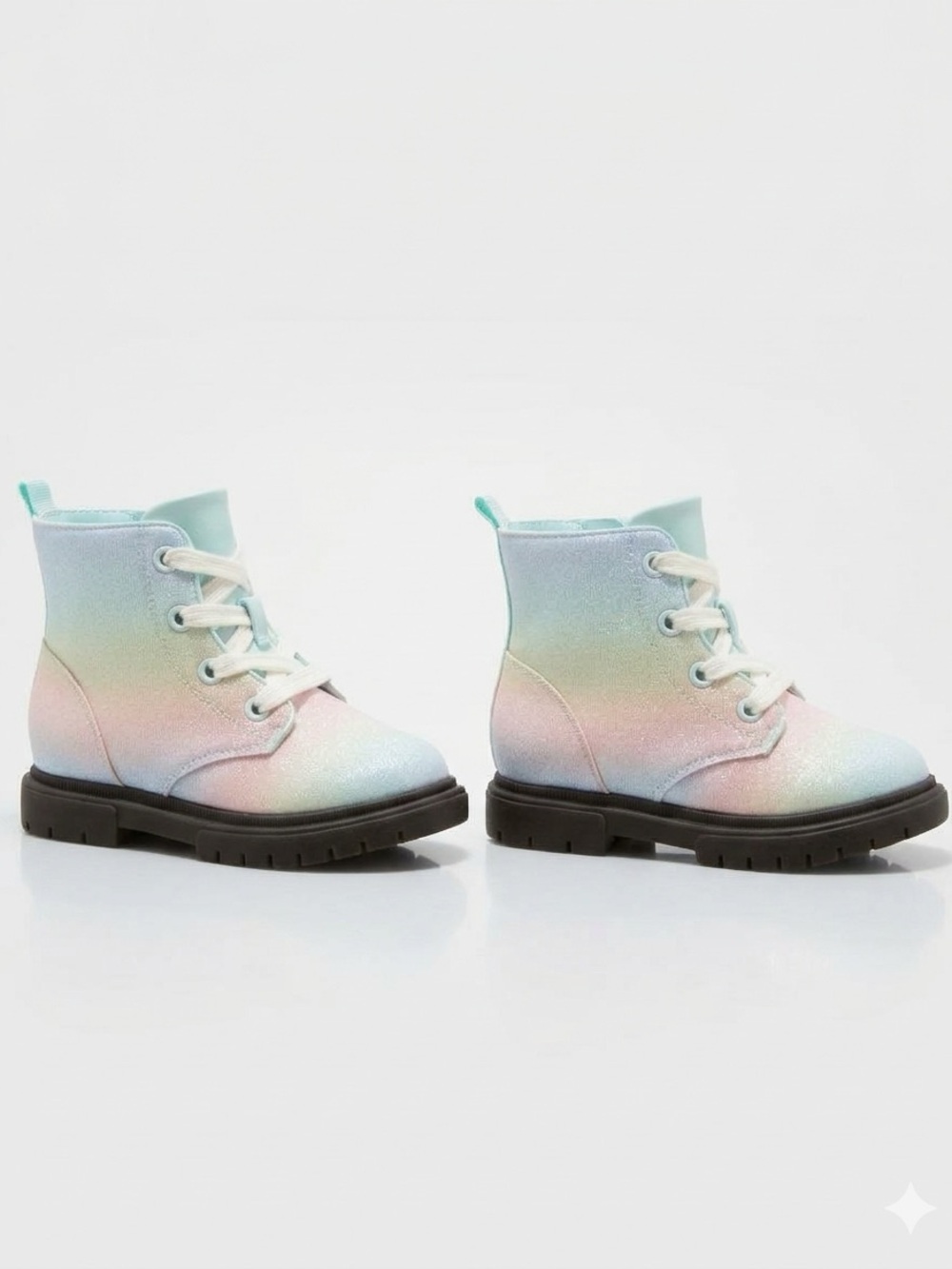 2 PAIR BUNDLE Cat & Jack Amaya Toddler Girls Glitter Rainbow Combat Boots Size 6